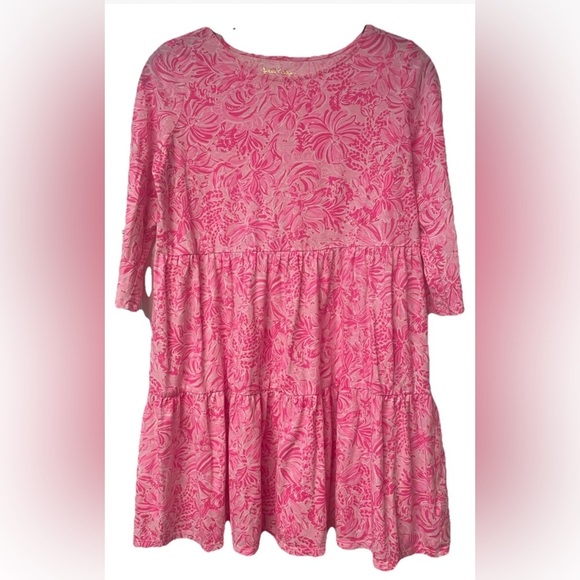 NWOT Lilly Pulitzer Mini Geanna Dress Tiered Pink/White Print Size - Picture 6 of 7